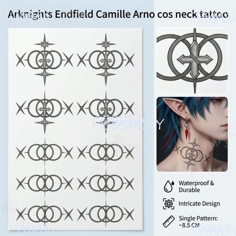 Stiker Tato Leher Sementara Ar - Anime Cosplay Photoshoot ulasan dan harga