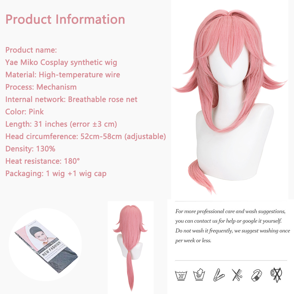 Wig Cosplay Yae Miko Wig Sinte - Anime Cosplay Photoshoot ulasan dan harga