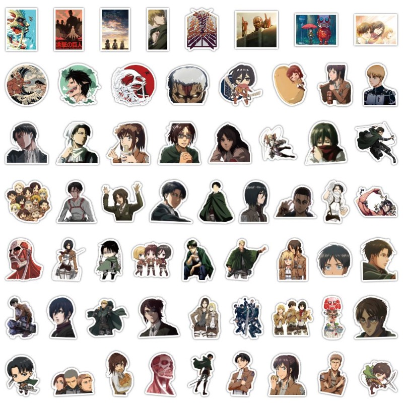 60 Buah Stiker Anime Attack On - Anime Cosplay Cute ulasan dan harga